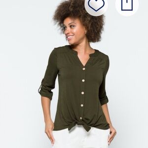 Women's button down tie front shirt